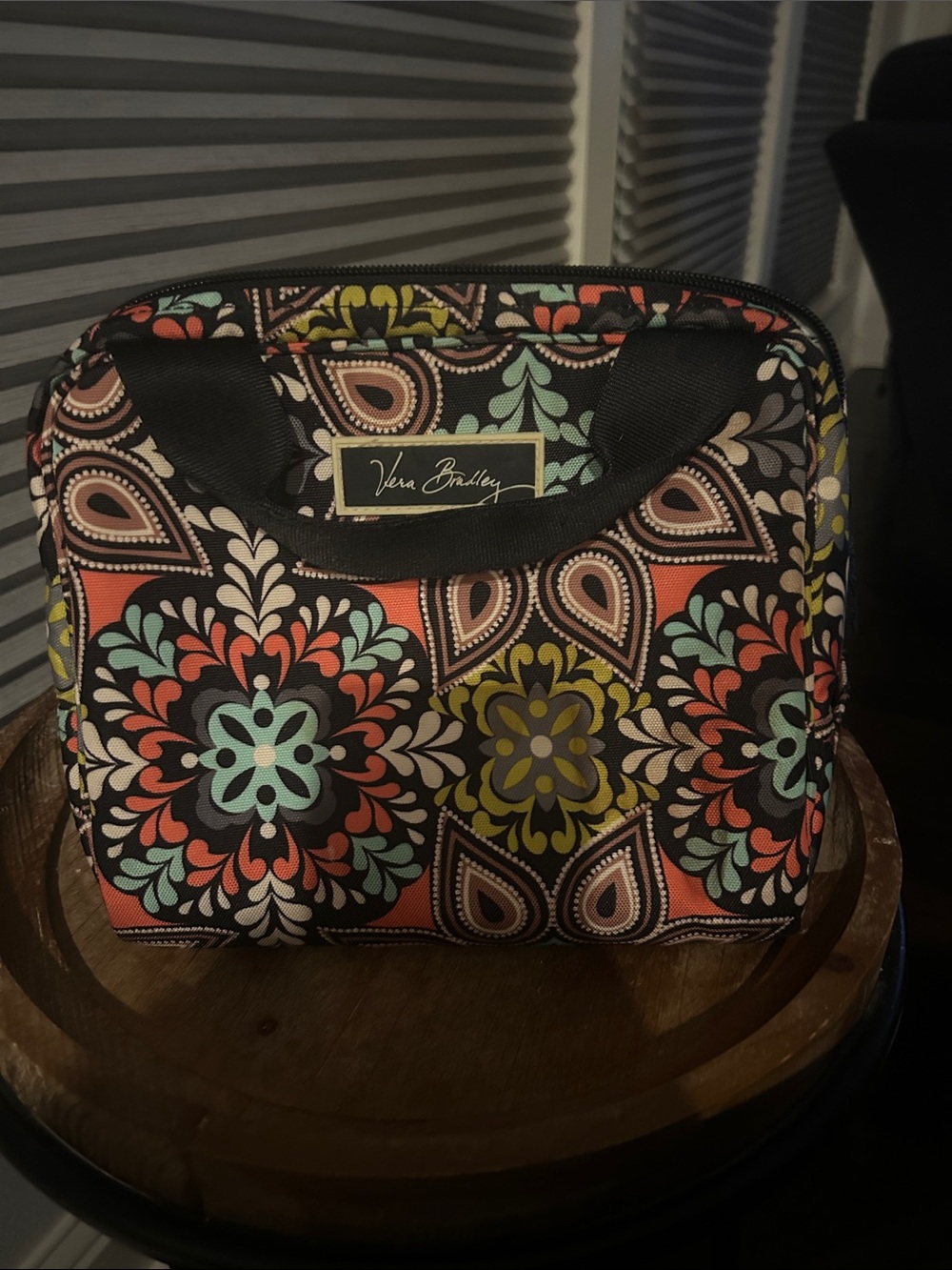 Vera Bradley Black Multicolor Floral Medallion Insulated Lunch Bag